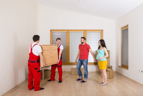 Packed boxes and furniture prepared for a flat move