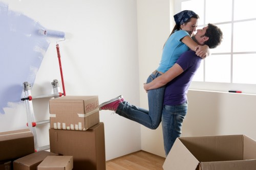 Packed household items prepared for a local move in St Johns Wood